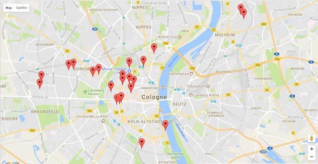 Map of billboard locations in Cologne