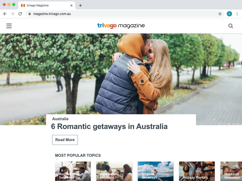 "trivago Magazine Home Page for the Australian Market"